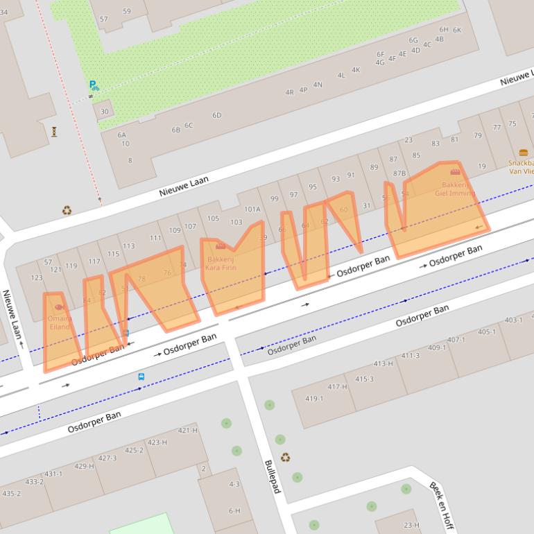 Kaart van postcodegebied 1068MJ.