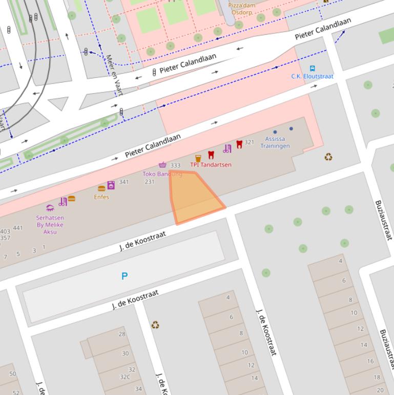 Kaart van postcodegebied 1068NG.