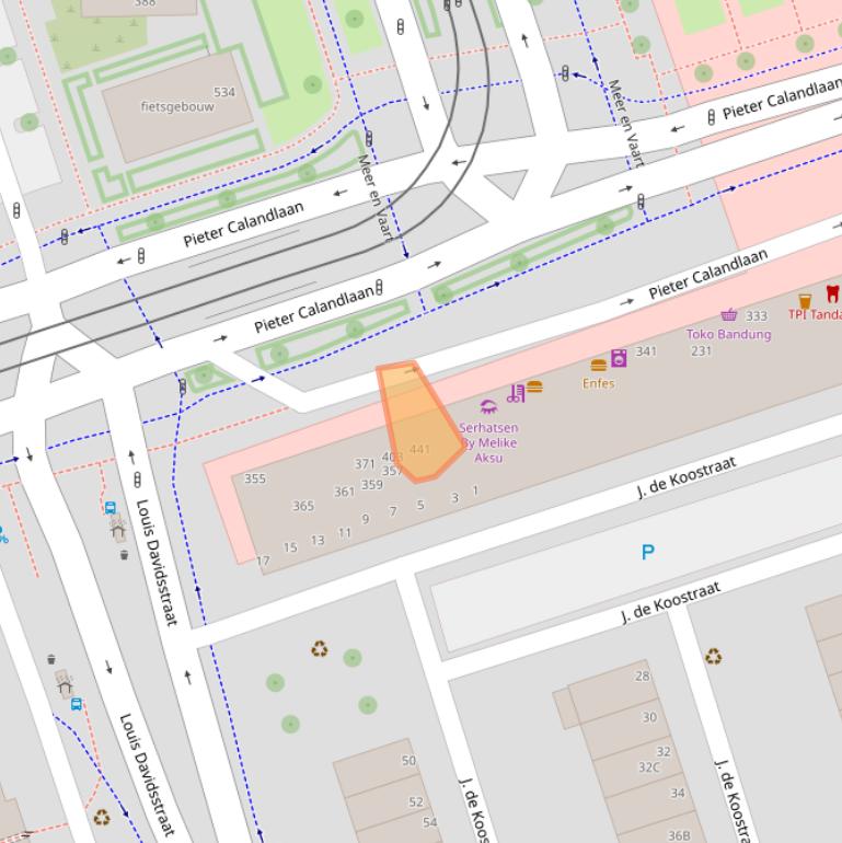 Kaart van postcodegebied 1068NL.
