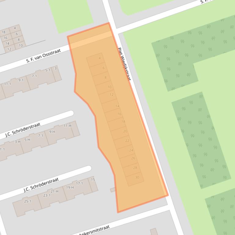 Kaart van postcodegebied 1068NV.