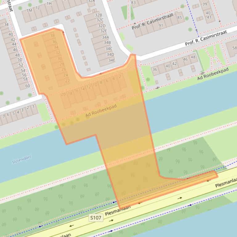 Kaart van postcodegebied 1068PE.