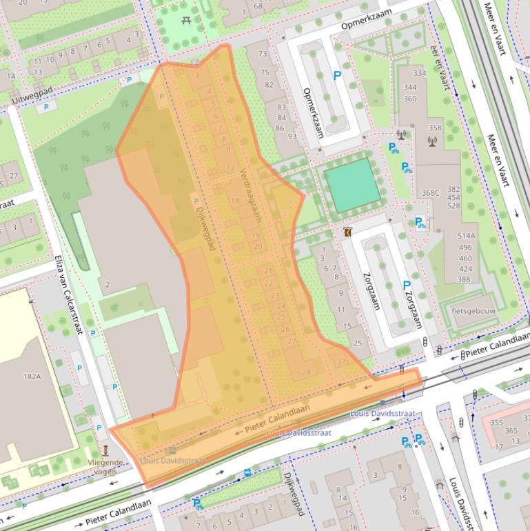 Kaart van postcodegebied 1068SB.
