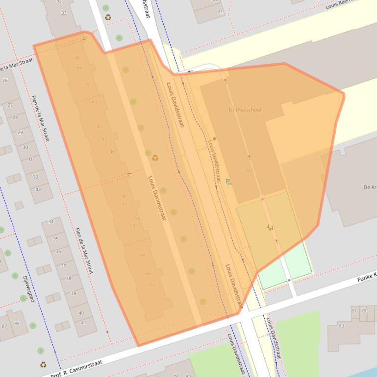 Kaart van postcodegebied 1068SJ.