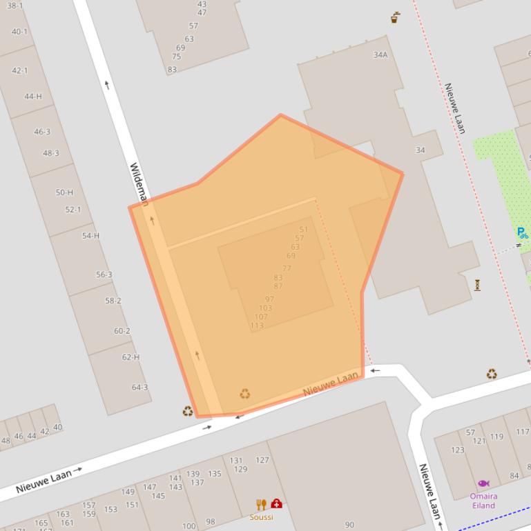 Kaart van postcodegebied 1068SL.