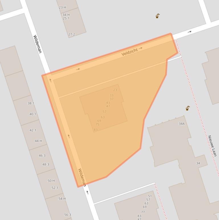 Kaart van postcodegebied 1068SM.