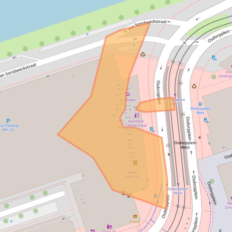 Kaart van postcodegebied 1068SZ.