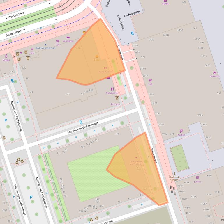 Kaart van postcodegebied 1068TA.