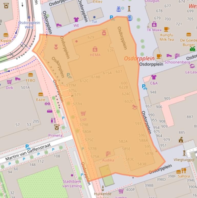 Kaart van postcodegebied 1068TB.