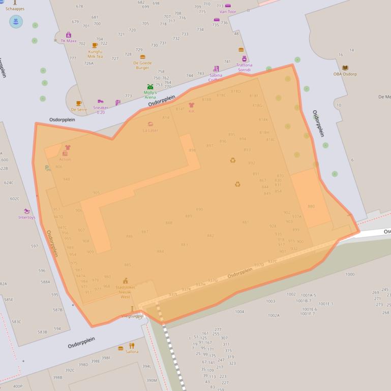 Kaart van postcodegebied 1068TD.