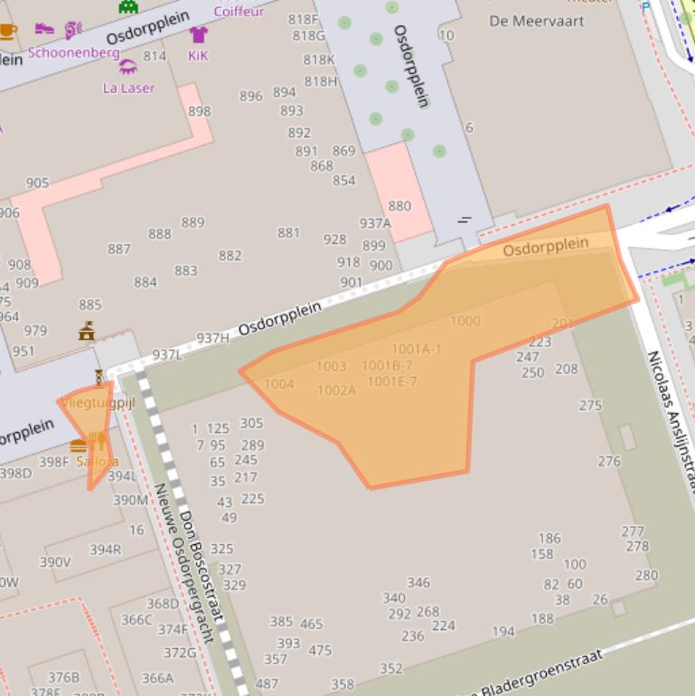 Kaart van postcodegebied 1068TG.