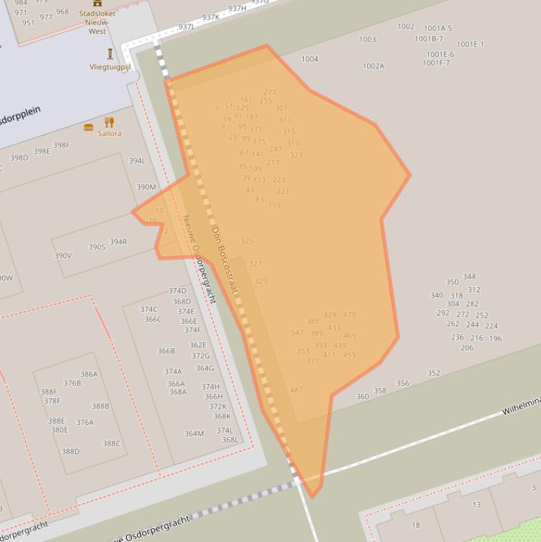 Kaart van postcodegebied 1068TH.