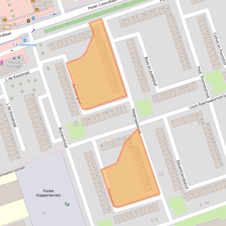 Kaart van postcodegebied 1068WC.