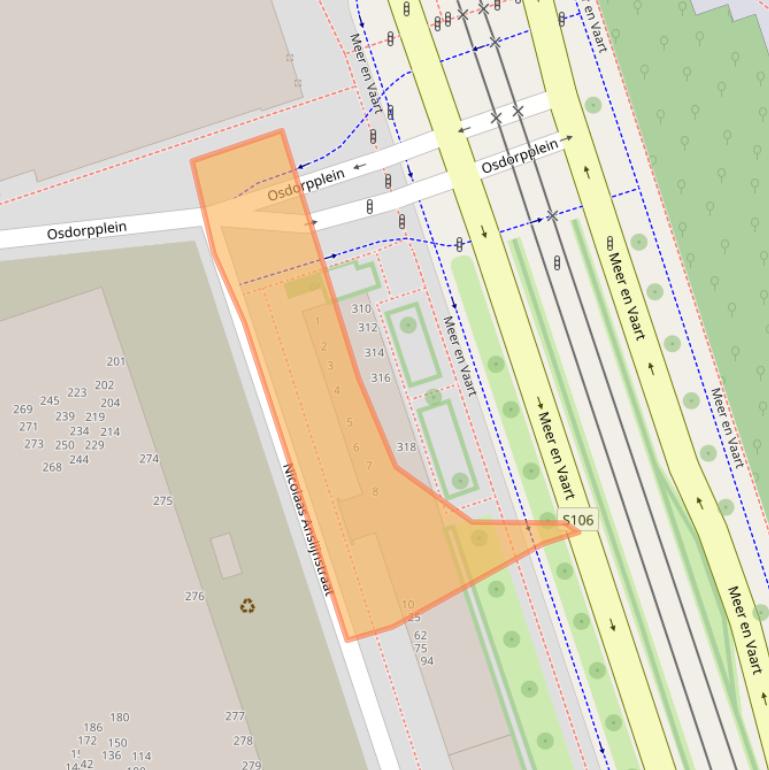 Kaart van postcodegebied 1068WL.