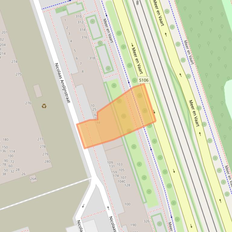 Kaart van postcodegebied 1068WS.