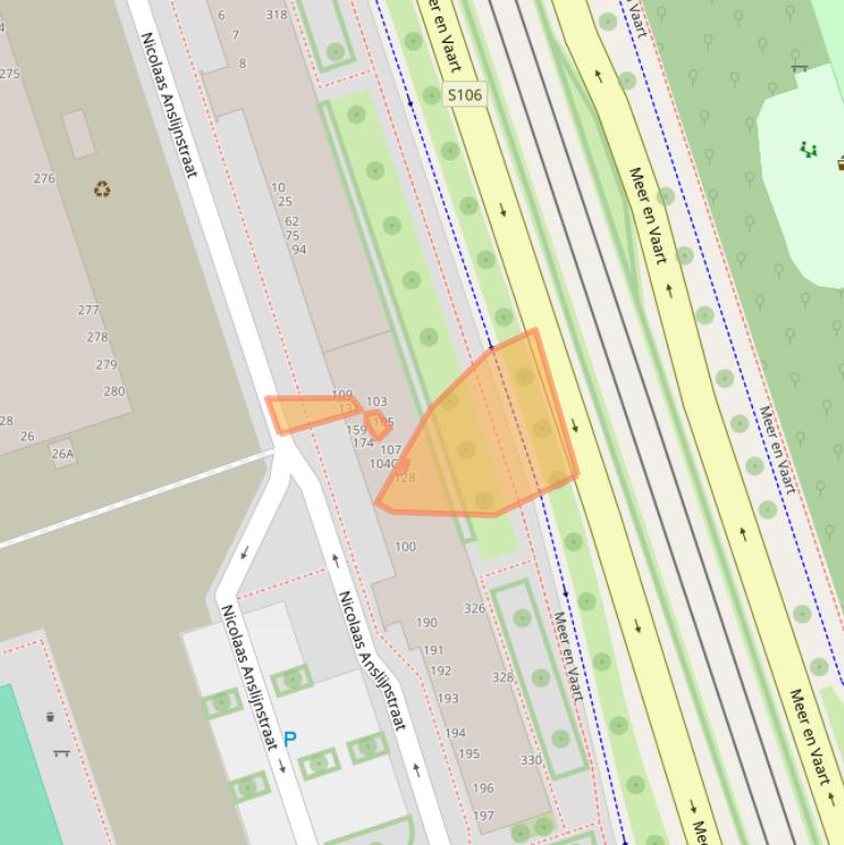 Kaart van postcodegebied 1068WV.