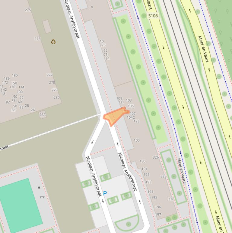 Kaart van postcodegebied 1068WZ.