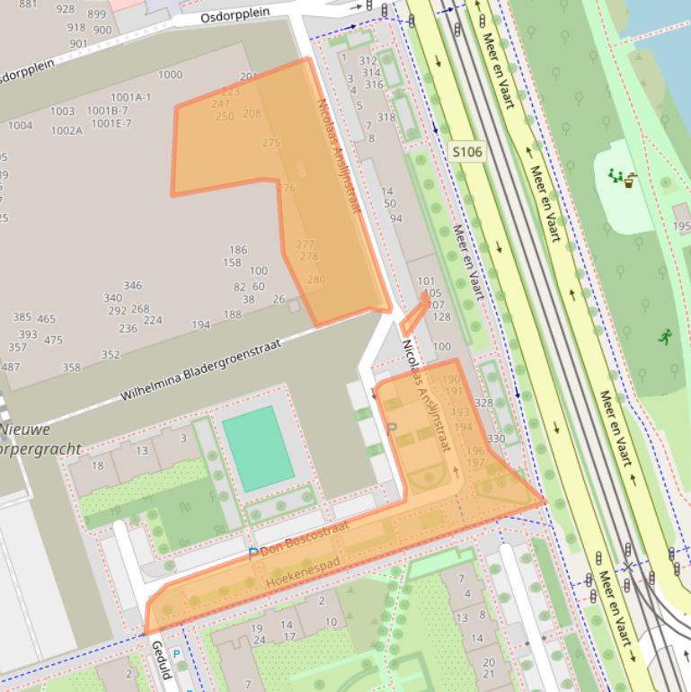 Kaart van postcodegebied 1068XA.