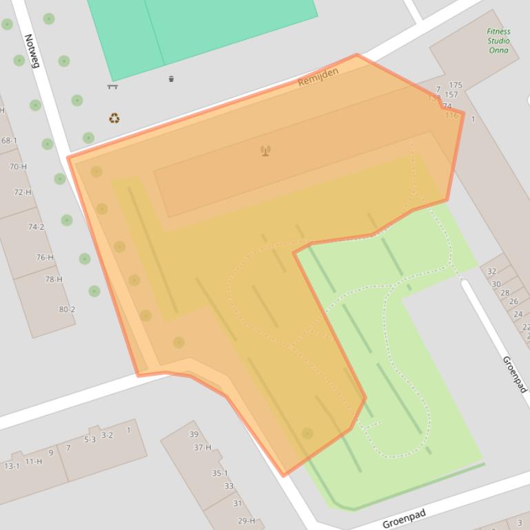 Kaart van postcodegebied 1068XJ.