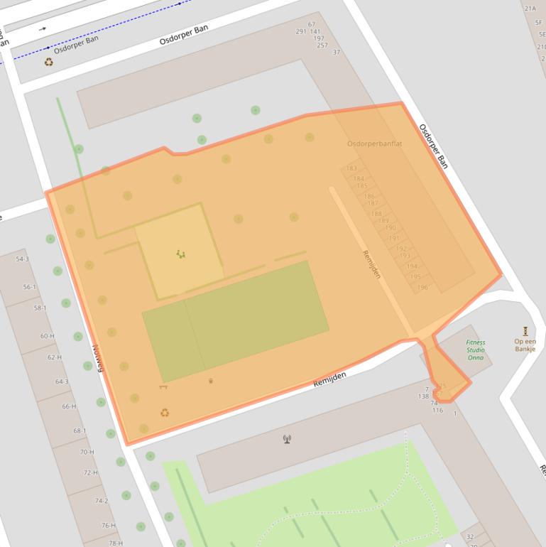Kaart van postcodegebied 1068XL.