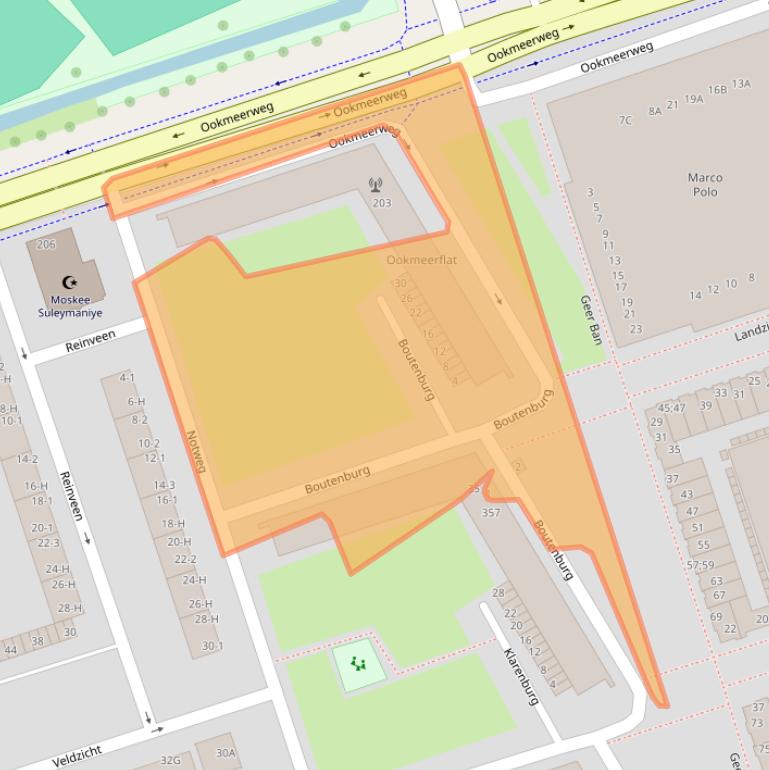 Kaart van postcodegebied 1068XZ.