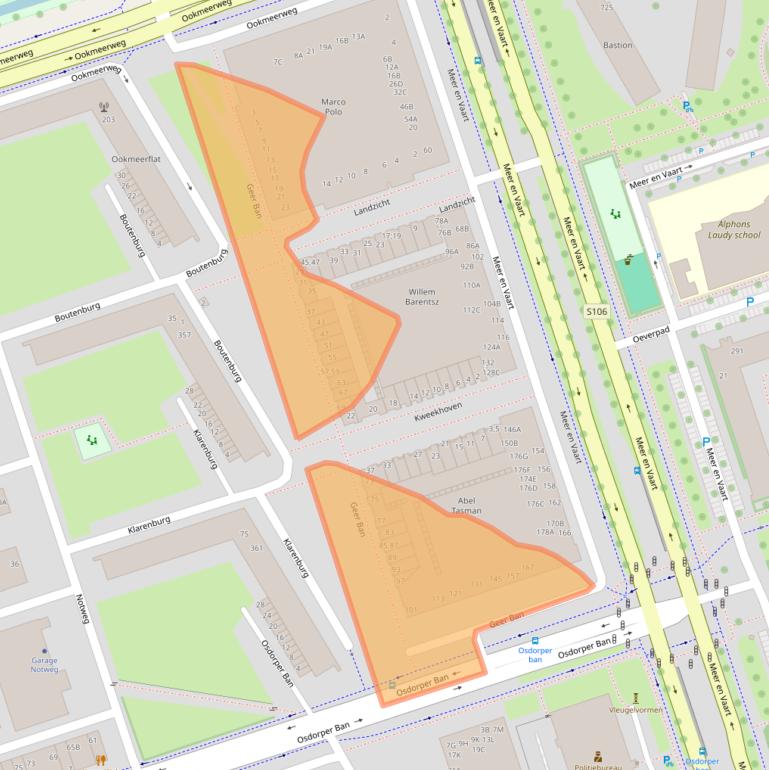 Kaart van postcodegebied 1068ZW.