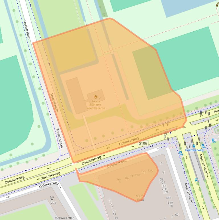 Kaart van postcodegebied 1068ZX.