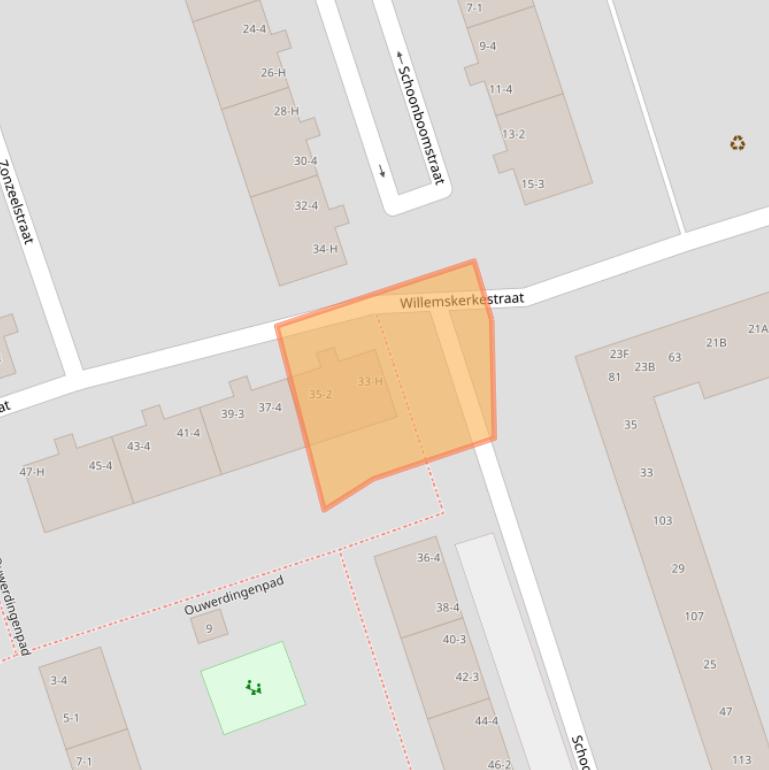 Kaart van postcodegebied 1069AC.