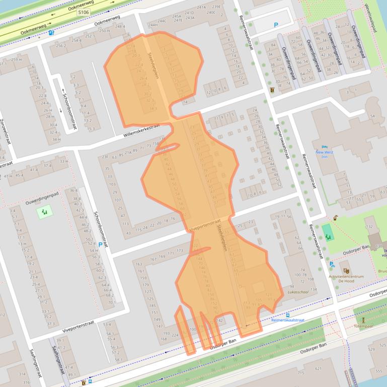Kaart van postcodegebied 1069AT.