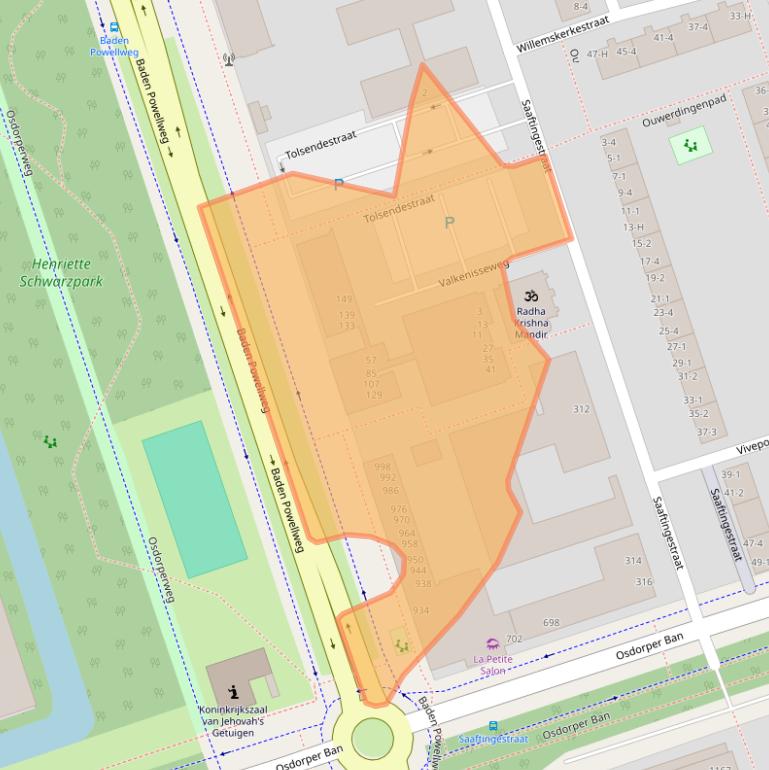 Kaart van postcodegebied 1069BX.