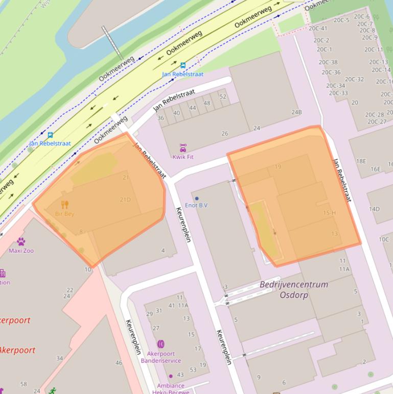 Kaart van postcodegebied 1069CA.