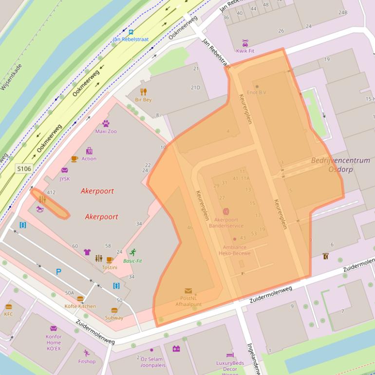 Kaart van postcodegebied 1069CD.