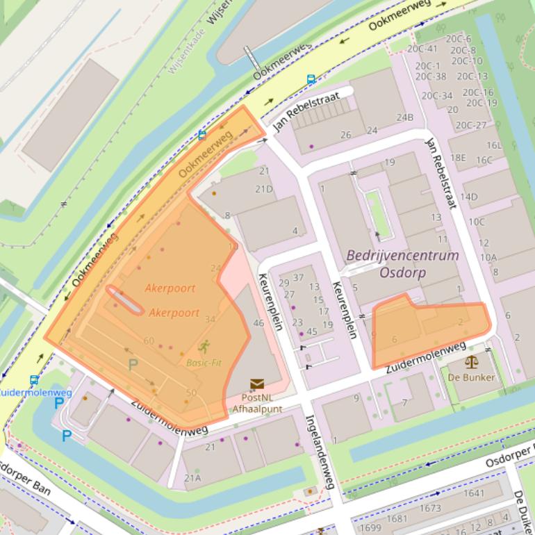 Kaart van postcodegebied 1069CG.