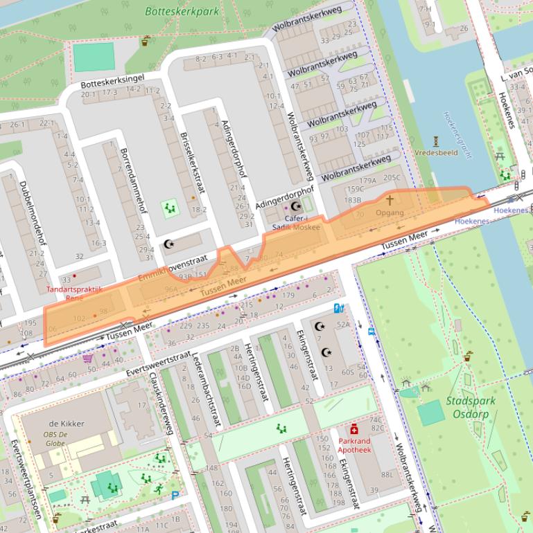 Kaart van postcodegebied 1069DS.