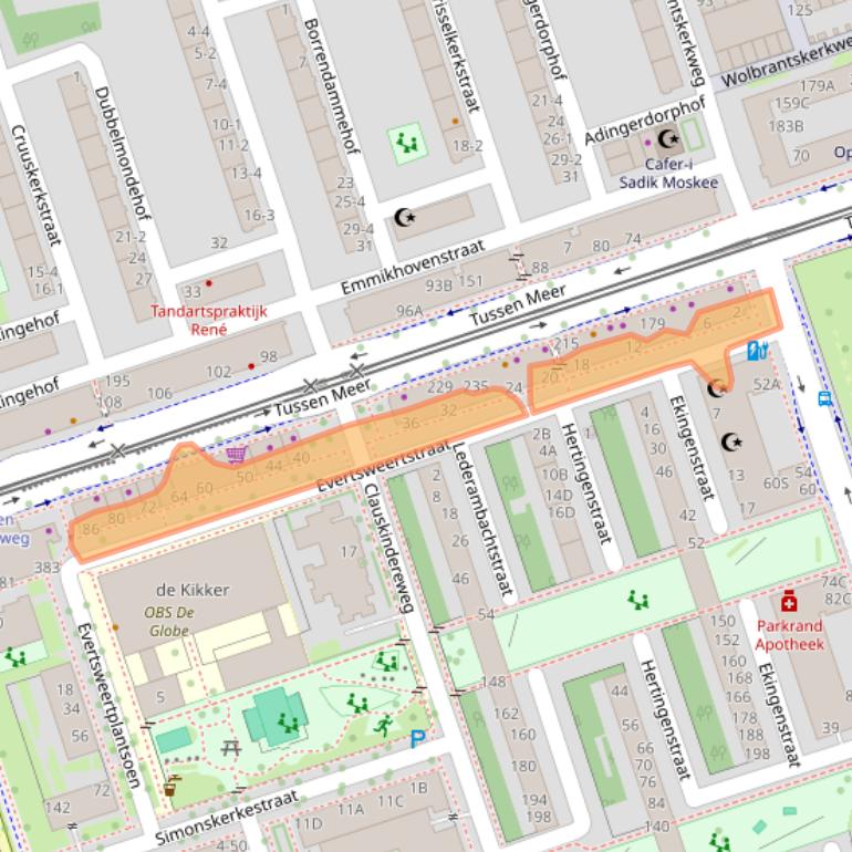 Kaart van postcodegebied 1069EB.