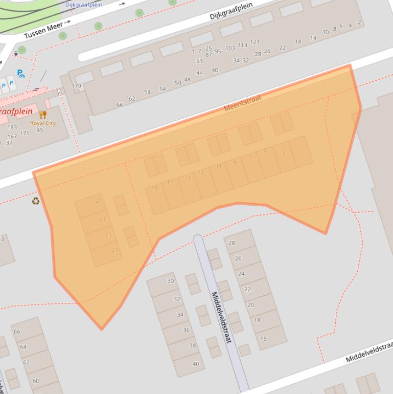 Kaart van postcodegebied 1069EX.