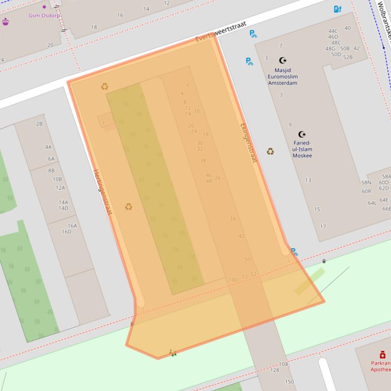 Kaart van postcodegebied 1069GV.