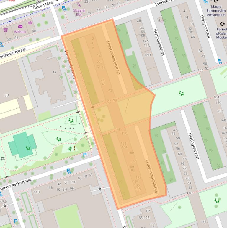 Kaart van postcodegebied 1069HK.