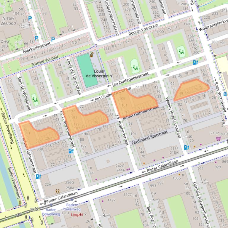 Kaart van postcodegebied 1069KD.