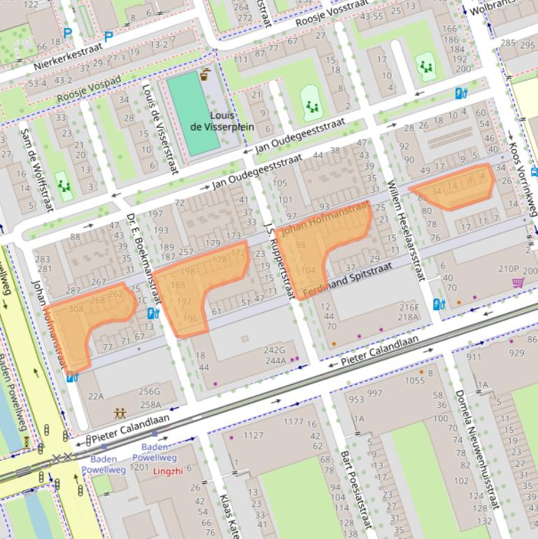 Kaart van postcodegebied 1069KE.