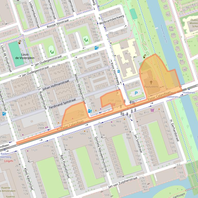 Kaart van postcodegebied 1069LA.