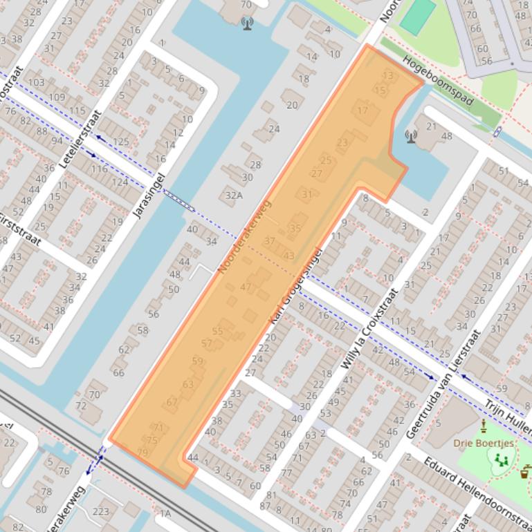 Kaart van postcodegebied 1069LN.