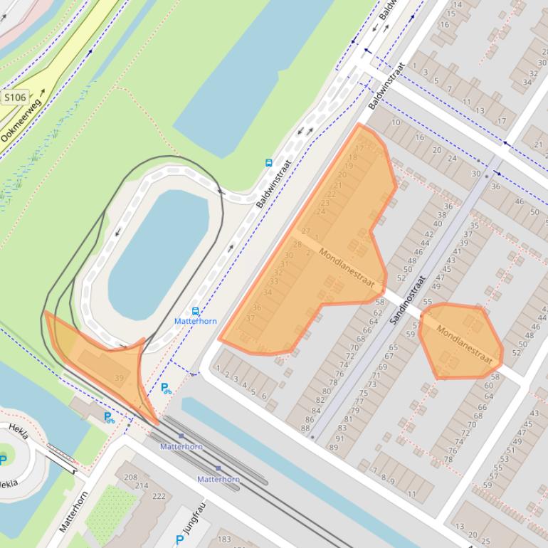 Kaart van postcodegebied 1069NH.