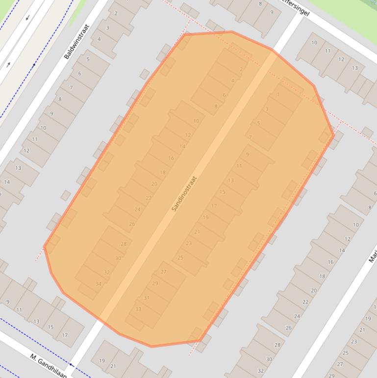 Kaart van postcodegebied 1069NJ.