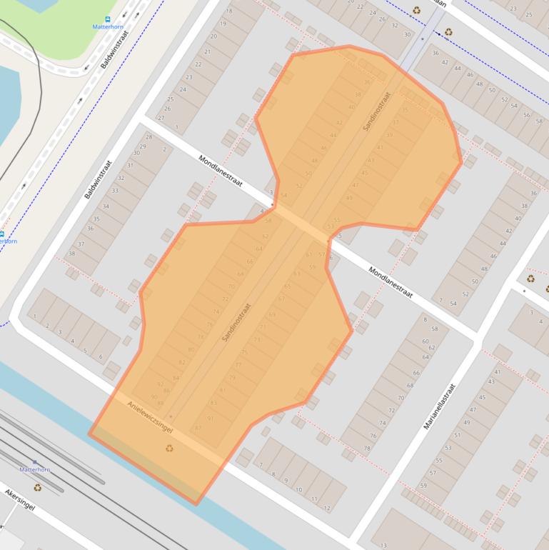 Kaart van postcodegebied 1069NK.