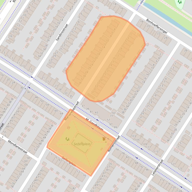 Kaart van postcodegebied 1069NL.