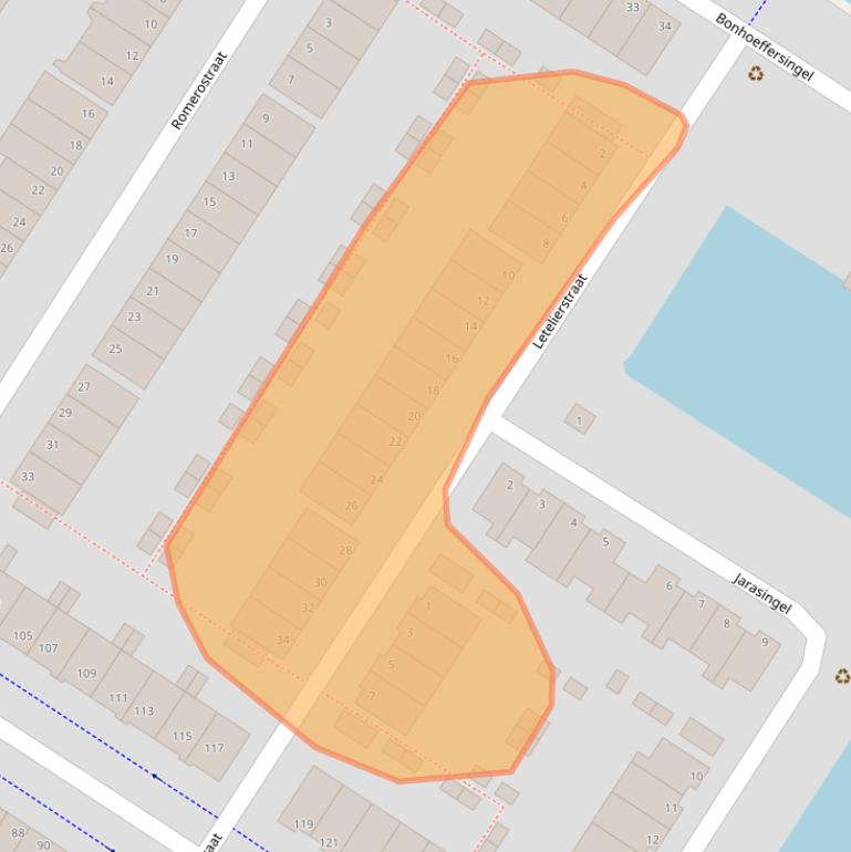 Kaart van postcodegebied 1069NS.