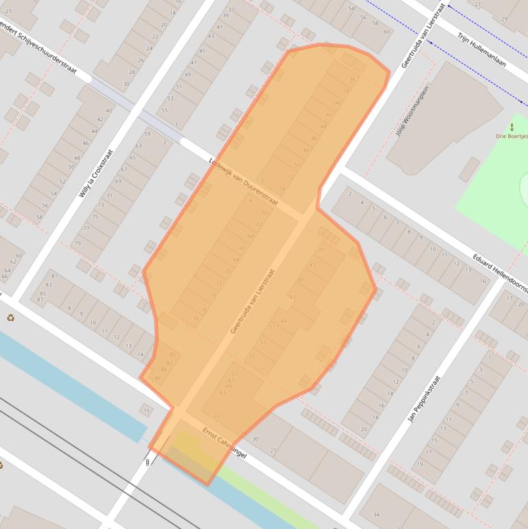 Kaart van postcodegebied 1069PE.