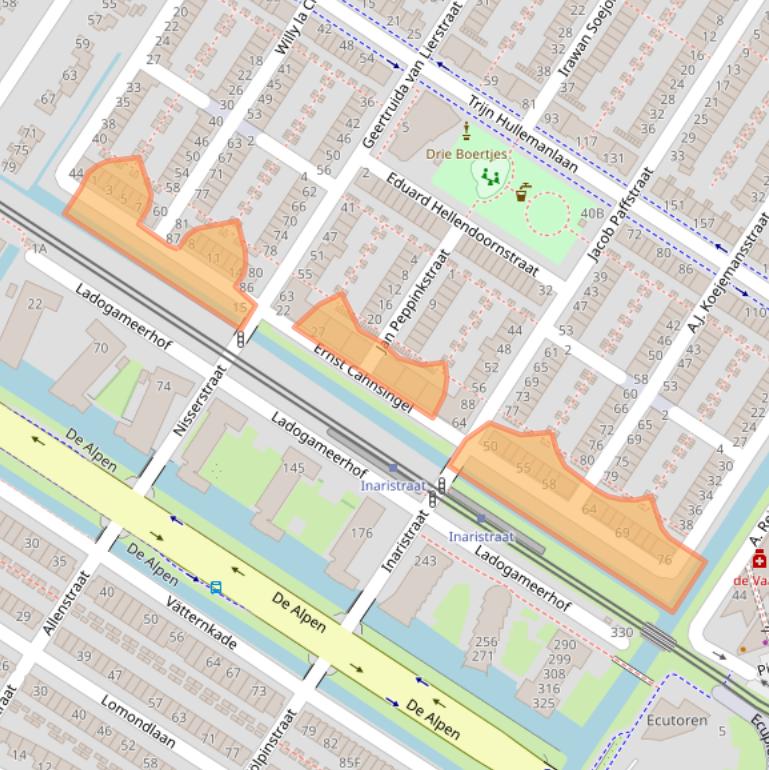 Kaart van postcodegebied 1069PX.