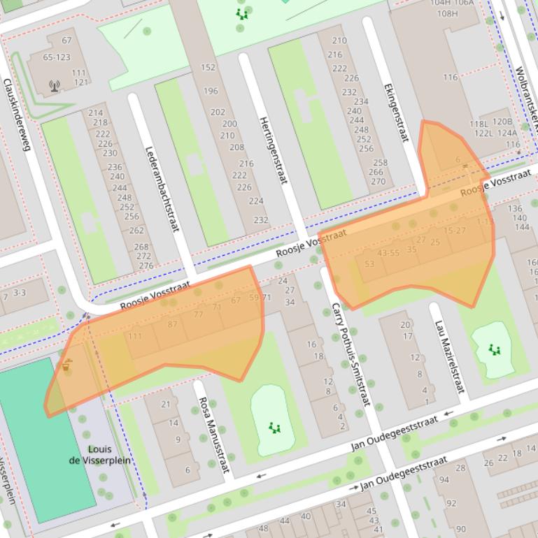 Kaart van postcodegebied 1069RA.