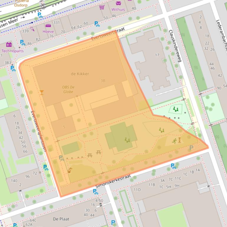 Kaart van postcodegebied 1069RK.